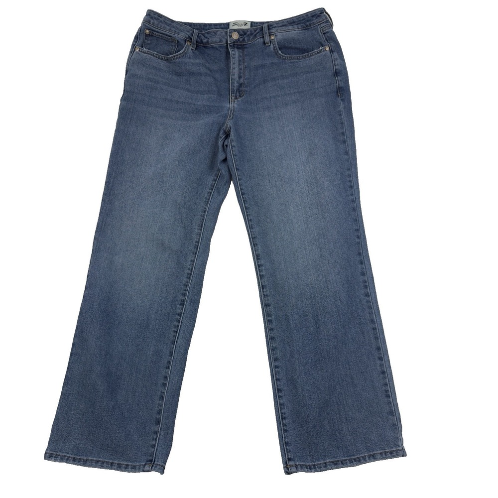 Seven7 Jeans Womens 12 (35X29½ Fit) Blue Loose Straight High Rise Stretch Denim